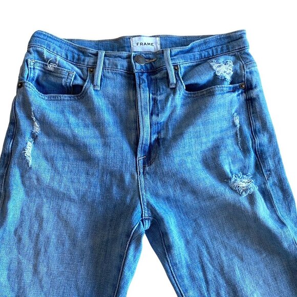 Frame Le Beau Crop Raw Hem Loose Fit Jeans Walden‎ Rock Wash Size 24 - Picture 4 of 13